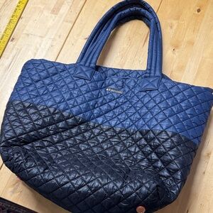 MZ Wallace Quilted Navy and Black Two-Tone Tote Bag